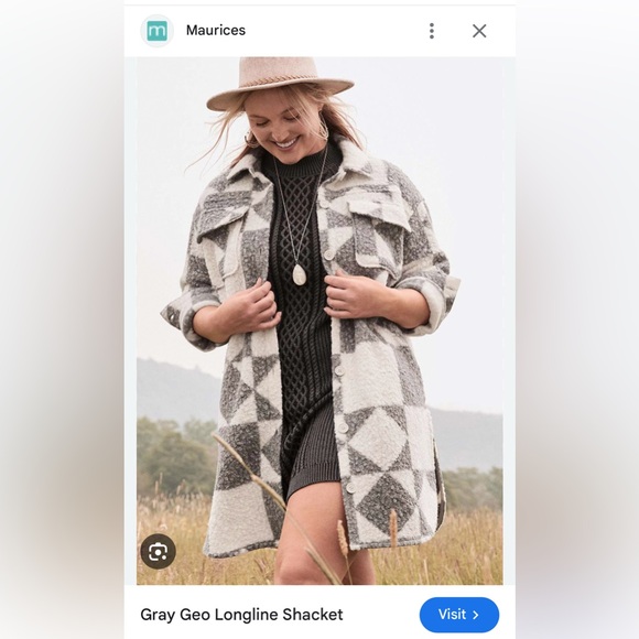 Maurices Grey Geo Longline Shacket - Picture 4 of 4